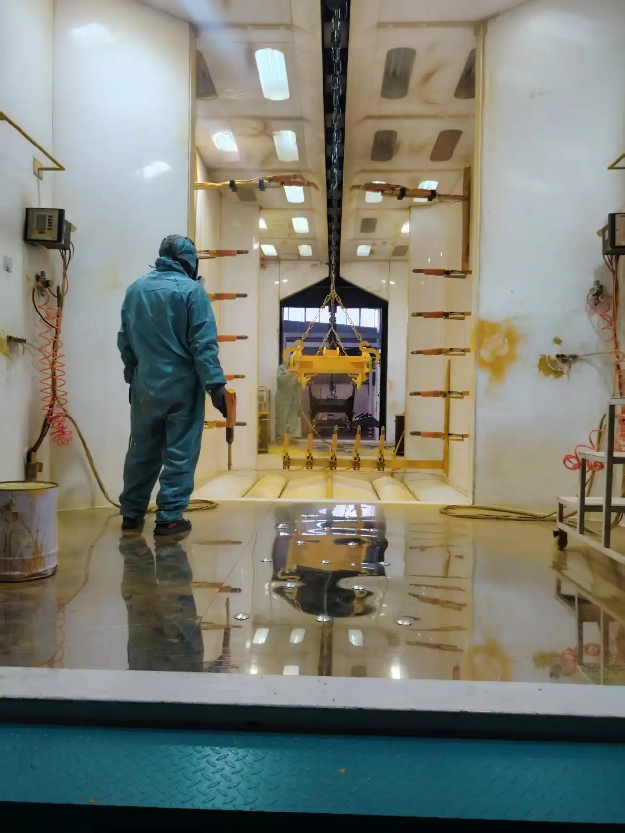 Coating of construction equipment cab components