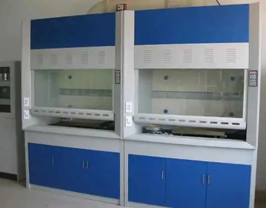 Blue-and-white laboratory fume hood