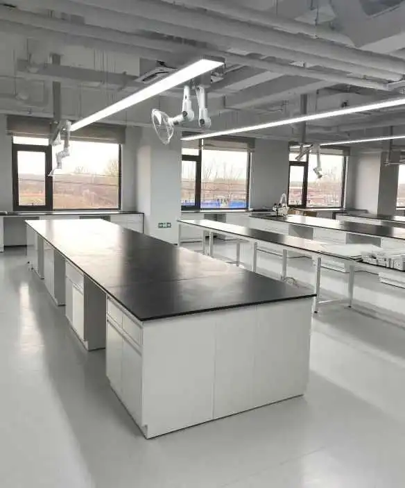 White laboratory workbench